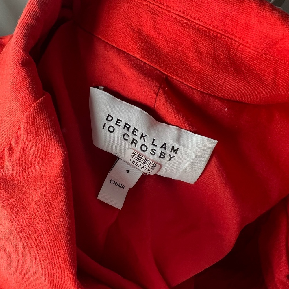 Derek Lam 10 Crosby Noah Single Breasted Jacket Tomato Red Career Cotton Size 4 - Picture 7 of 8